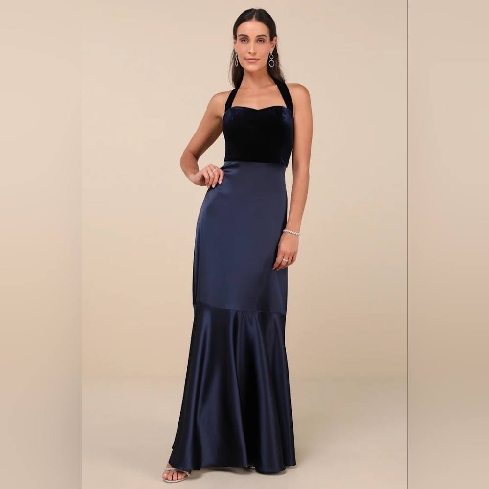 Lulus Mesmerizing Impression Navy Blue Mixed Medi… - image 2